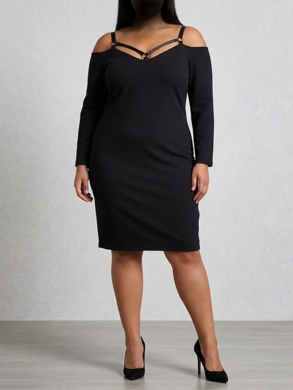 Boat Neck Dress with Strap Details